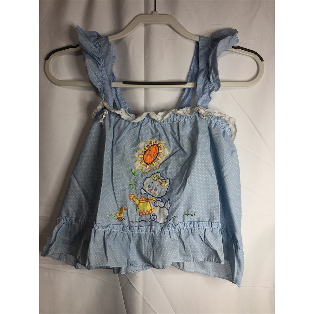 Vintage Catton Candy by Catton Bros Light Blue Apron Dress 80s‎